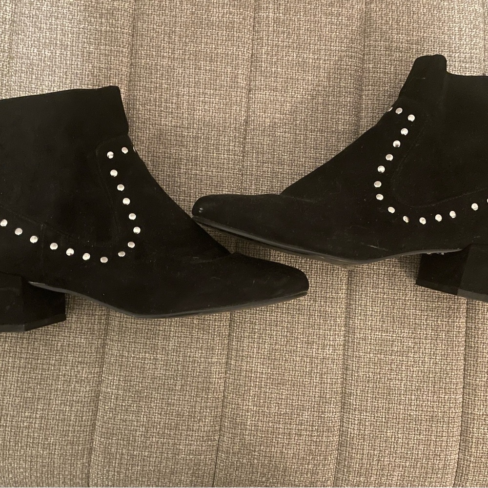 Topshop black suede studded ankle boots, Size 38/7
